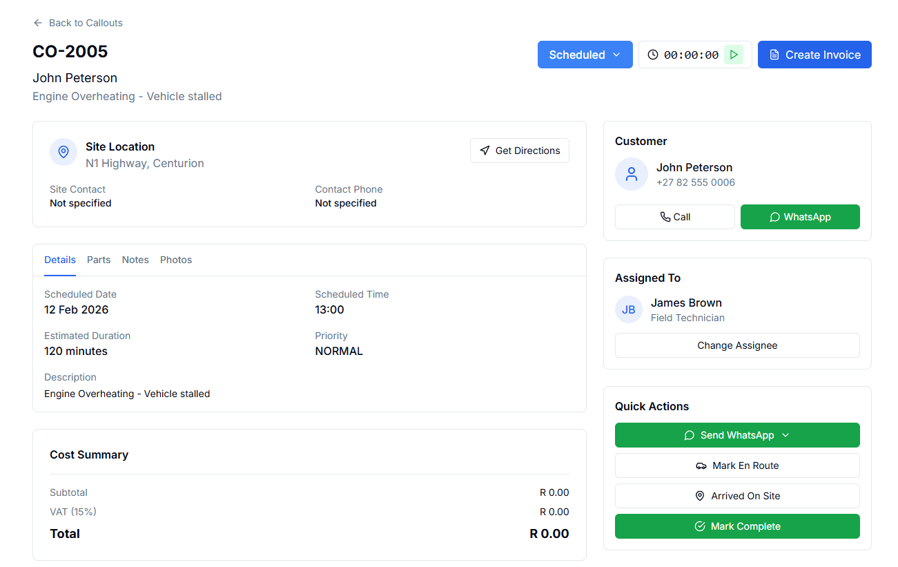 UBOSS Callout Detail